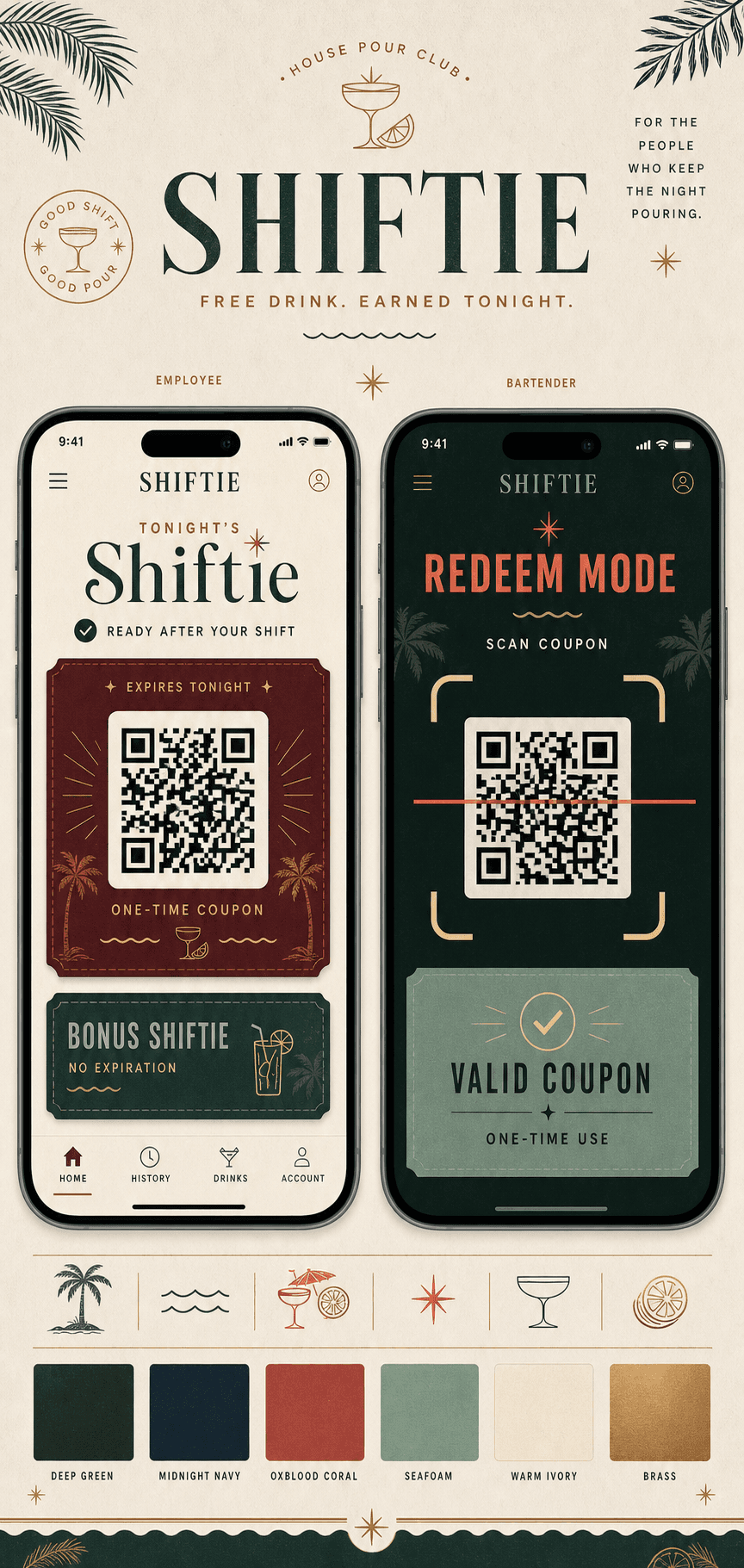 Palm & Pour Shiftie visual direction